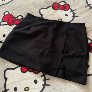 Black Split Hem Miniskirt